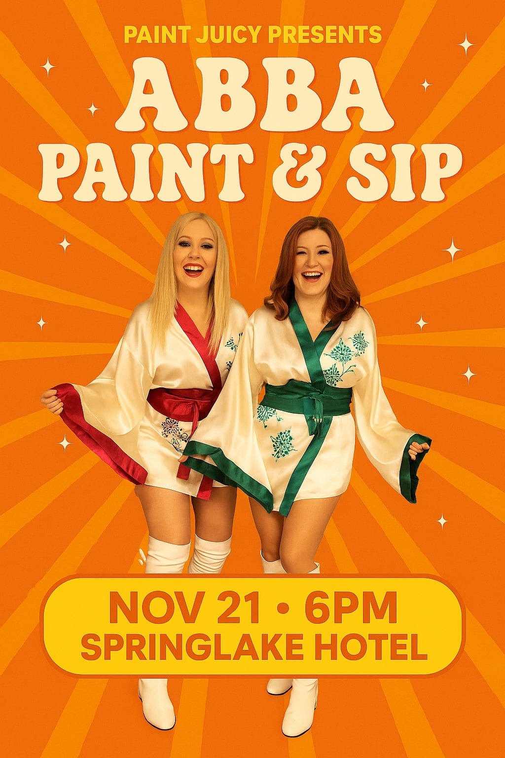 ABBA LIVE PAINT & SIP 21ST NOVEMBER SPRINGFIELD BRISBANE QLD 6PM