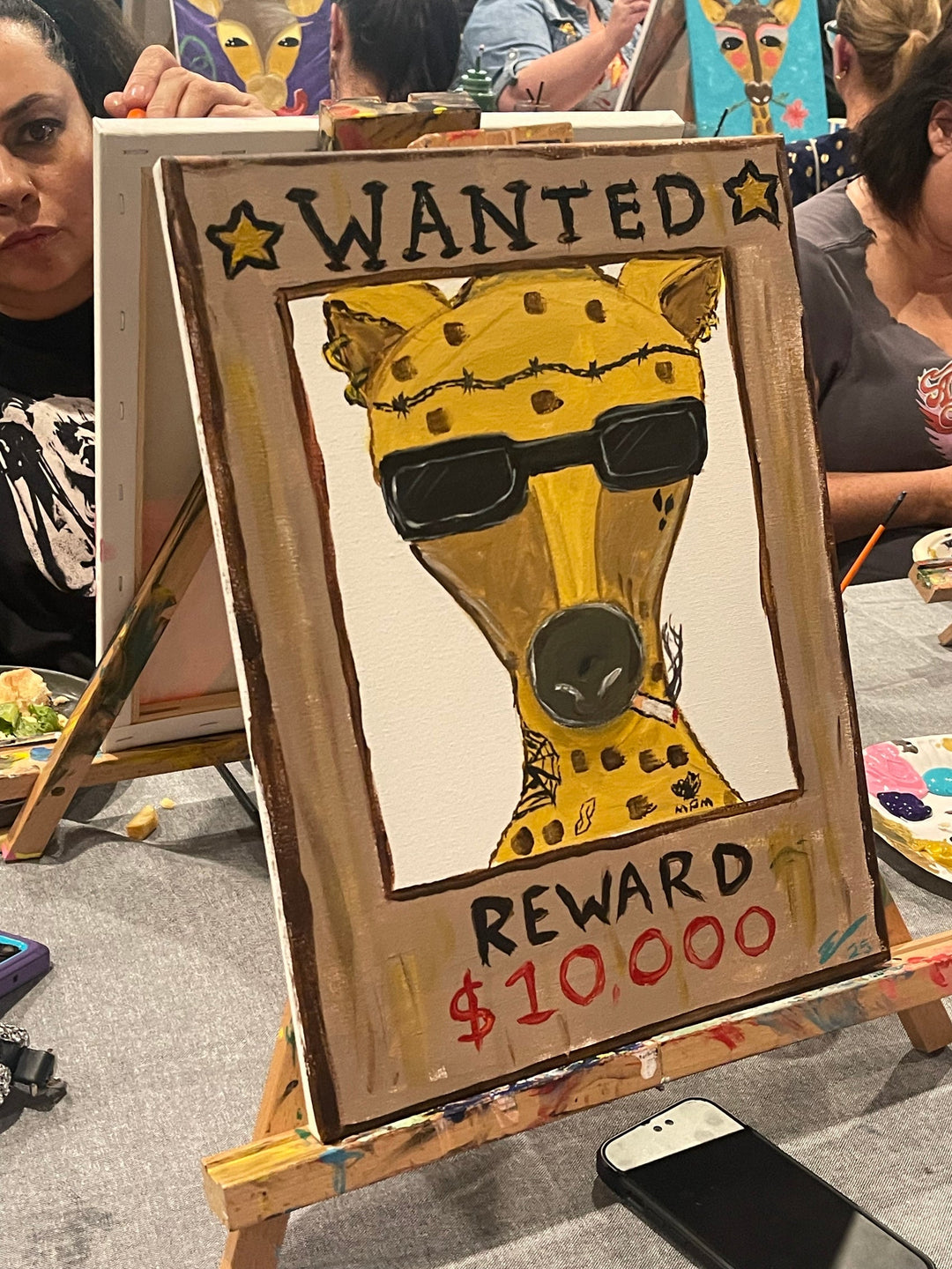 Giraffe Paint and Sip Artwork in Mackay