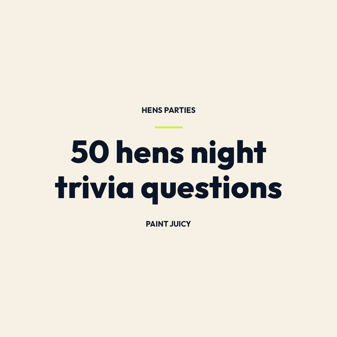 50 hens night trivia questions, Paint Juicy hens party guide cover