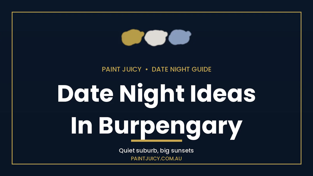 Date night ideas in Burpengary, Paint Juicy date night guide cover in navy and gold