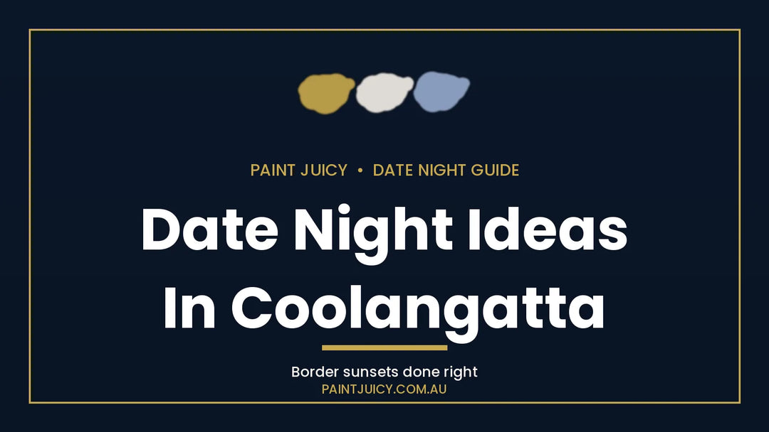 Date night ideas in Coolangatta, Paint Juicy date night guide cover in navy and gold