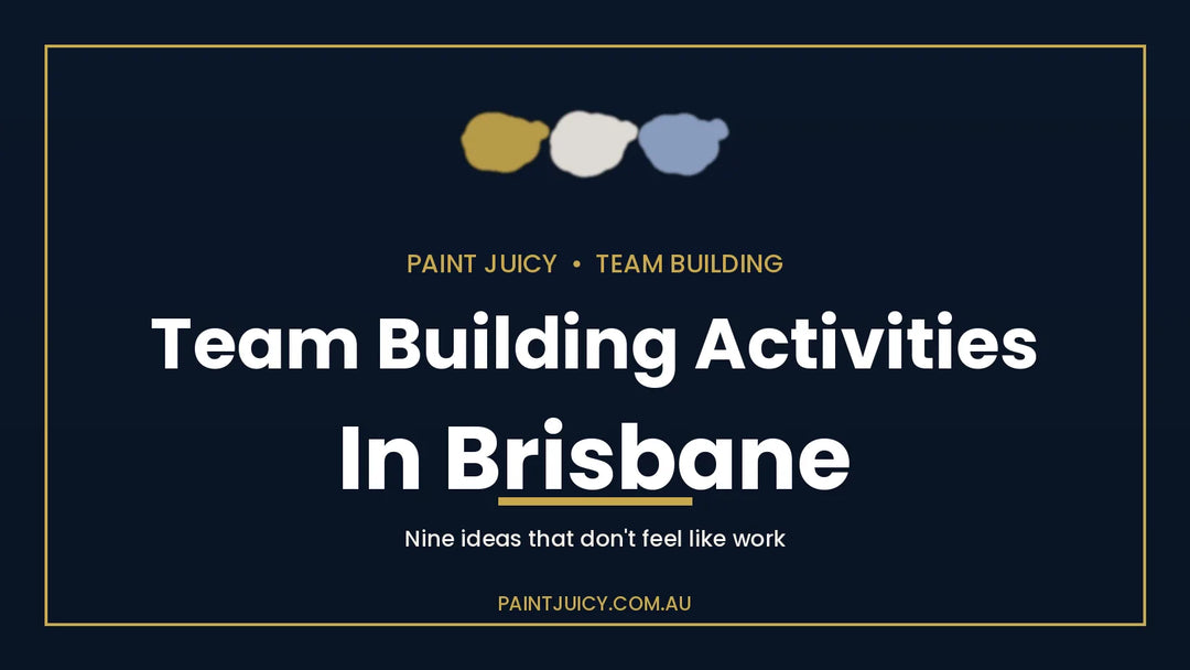 Team building activities in Brisbane, Paint Juicy guide cover in navy and gold