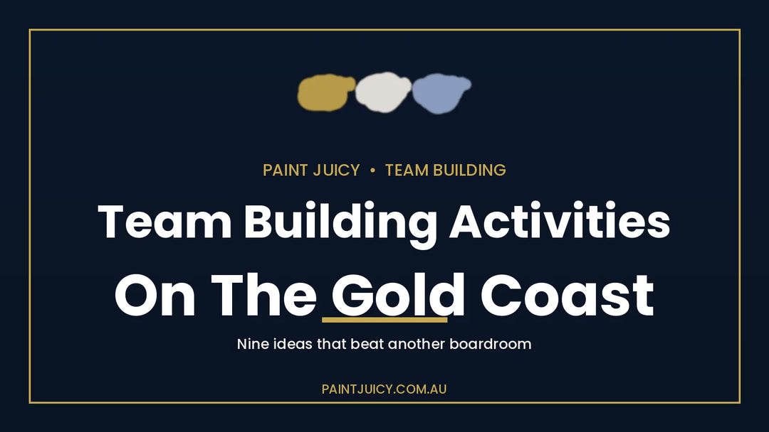 Team building activities on the Gold Coast, Paint Juicy guide cover in navy and gold