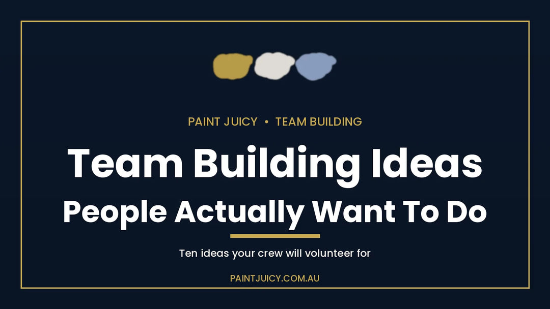 Team building ideas that actually work, Paint Juicy guide cover in navy and gold