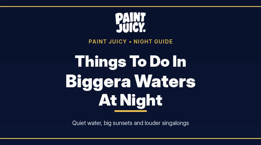Things to do in Biggera Waters at night, Paint Juicy night guide cover in navy and gold