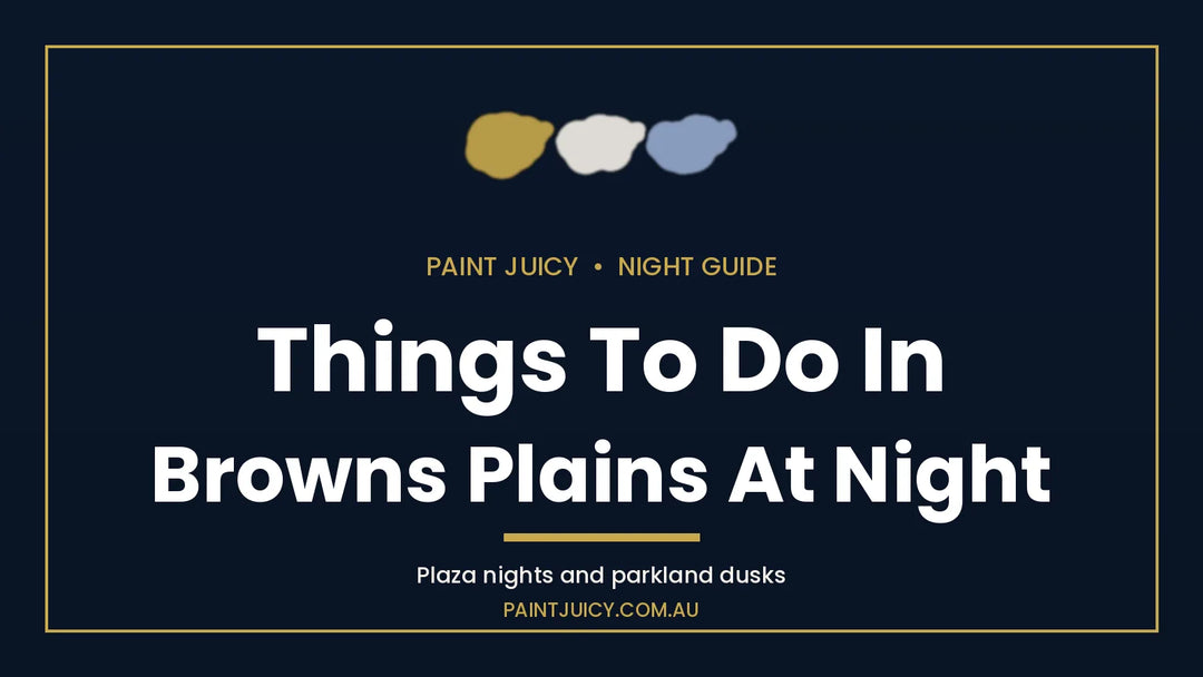 Things to do in Browns Plains at night, Paint Juicy night guide cover in navy and gold