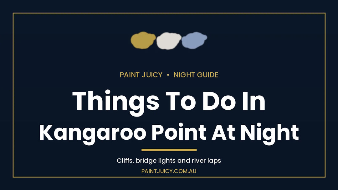 Things to do in Kangaroo Point at night, Paint Juicy night guide cover in navy and gold