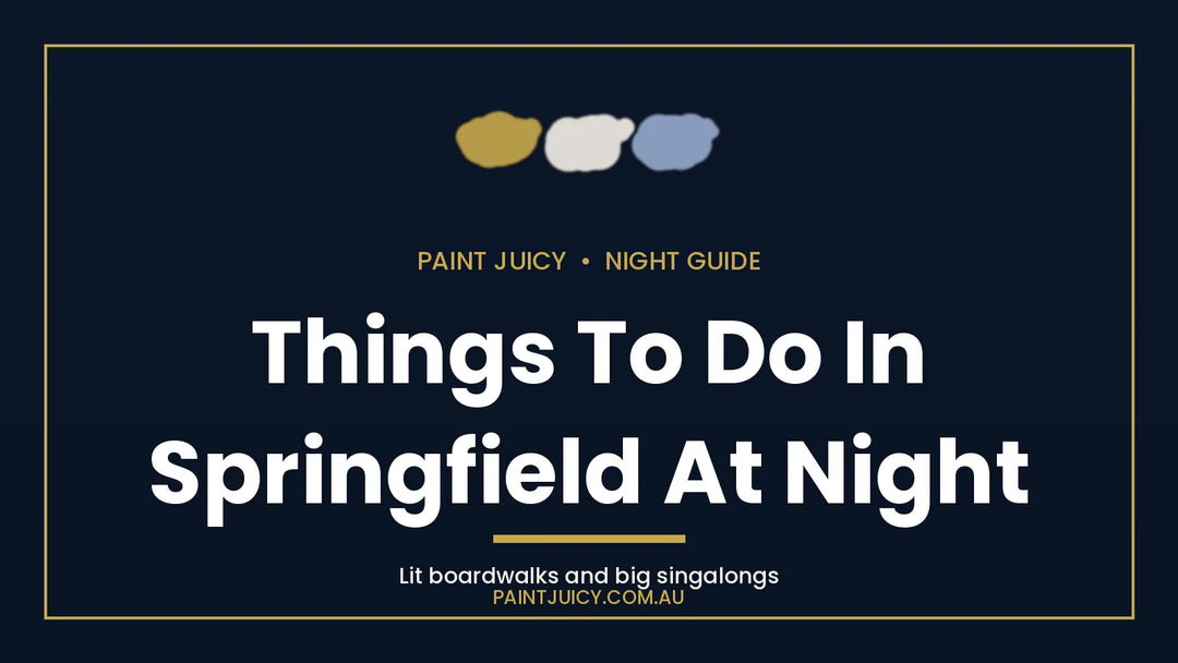 Things to do in Springfield at night, Paint Juicy night guide cover in navy and gold