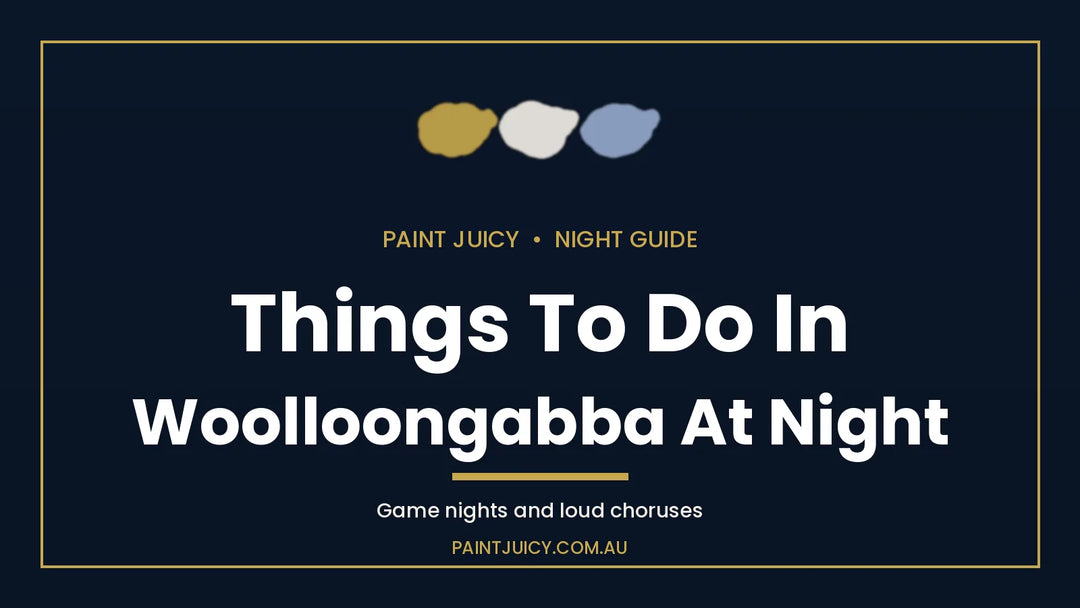 Things to do in Woolloongabba at night, Paint Juicy night guide cover in navy and gold