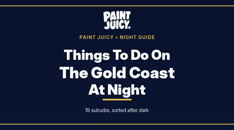 Things to do on the Gold Coast at night, Paint Juicy night guide cover in navy and gold