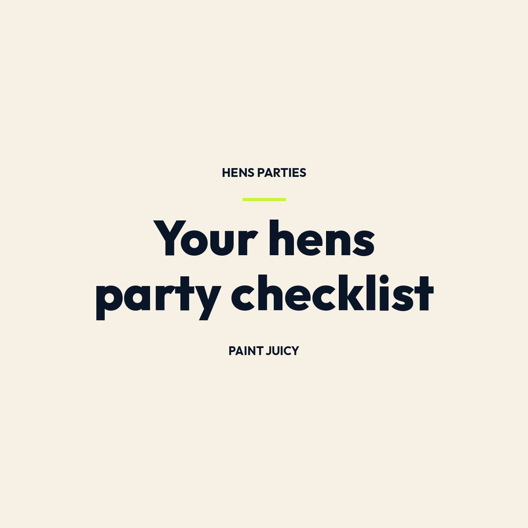 Hens party planning checklist, Paint Juicy hens party guide cover