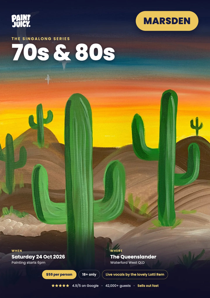 70s &amp; 80s Singalong paint and sip at The Queenslander, Marsden, Logan