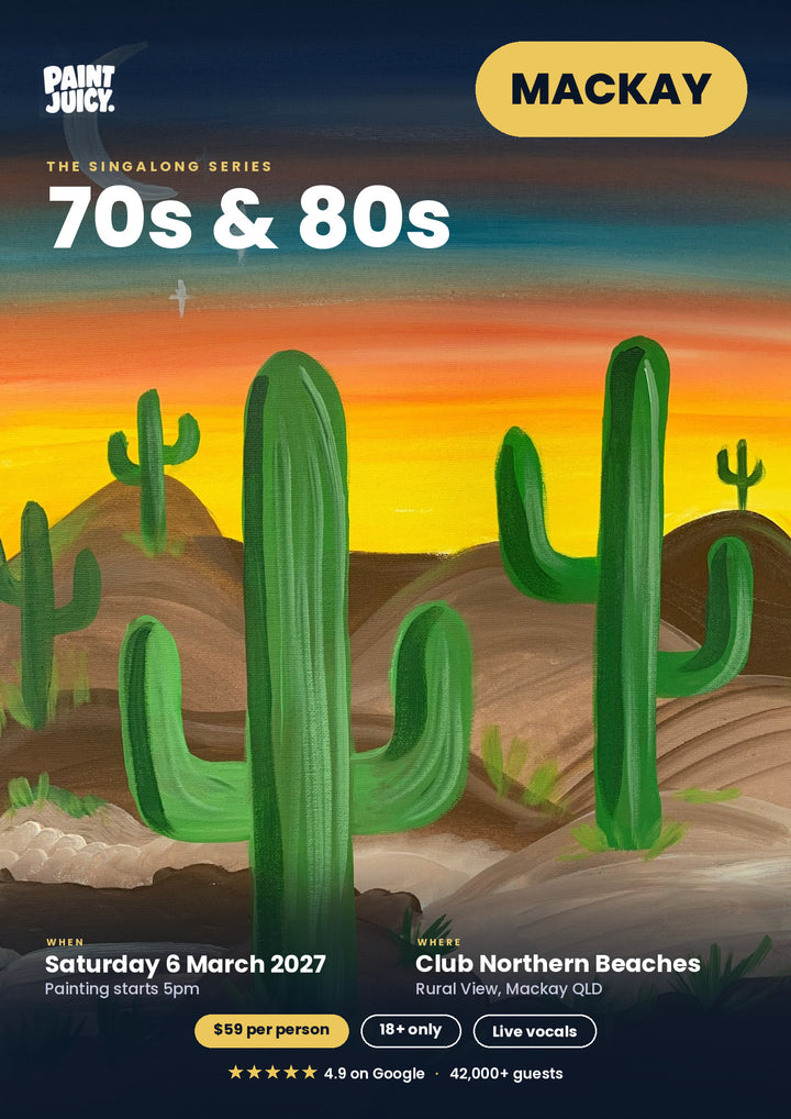 70s and 80s Singalong paint and sip, Saturday 6 March 2027, Club Northern Beaches Mackay