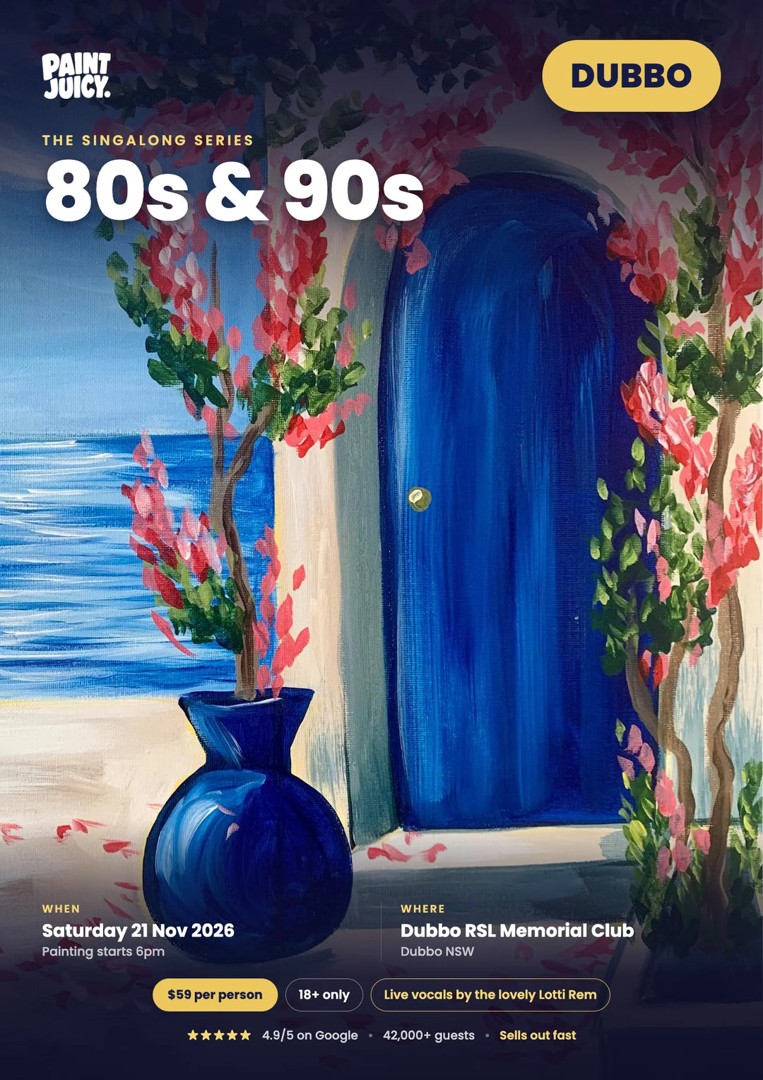 80s &amp; 90s Singalong paint and sip at Dubbo RSL Memorial Club, Dubbo