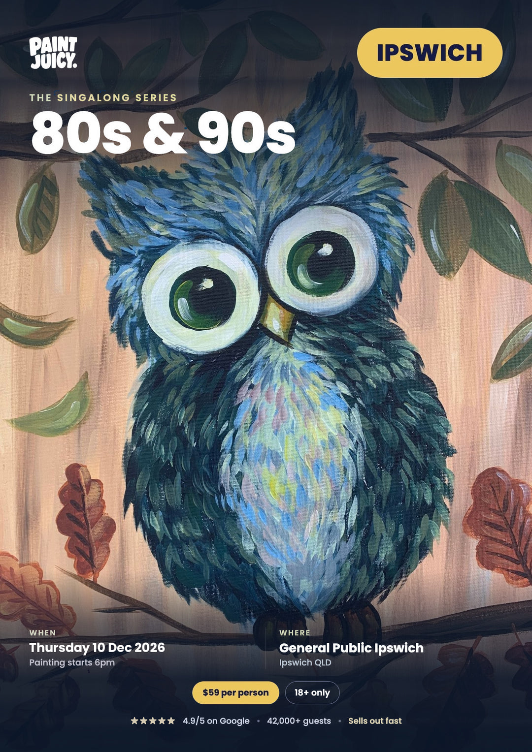 80s and 90s Christmas Singalong paint and sip, Thursday 10 December, General Public Ipswich