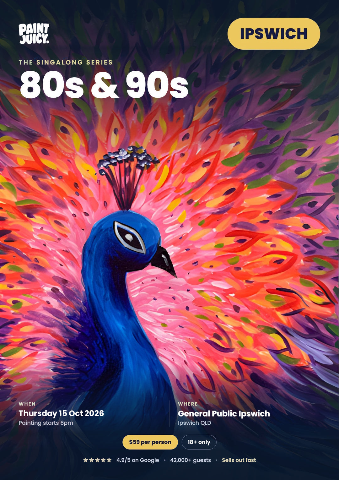 80s and 90s Singalong paint and sip, Thursday 15 October, General Public Ipswich