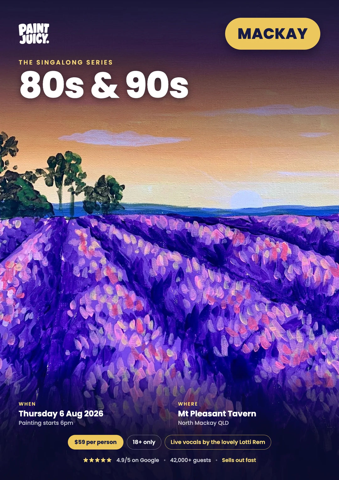 80s & 90s Singalong paint and sip at Mt Pleasant Tavern, Mackay
