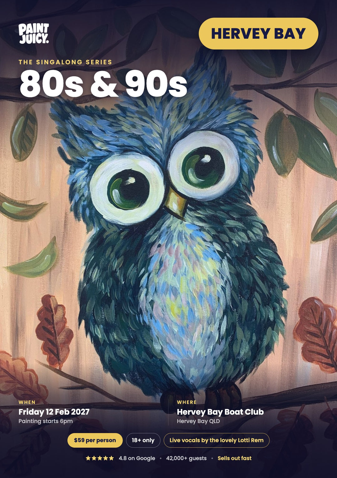 80s &amp; 90s Singalong paint and sip at Hervey Bay Boat Club, Hervey Bay, Fraser Coast