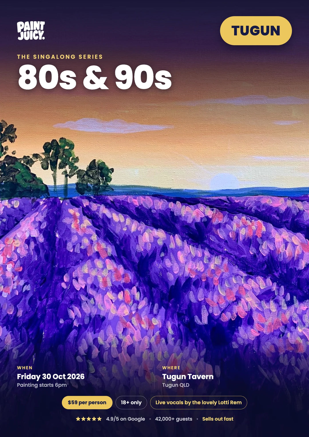 80s & 90s Singalong paint and sip at Tugun Tavern, Tugun, Gold Coast