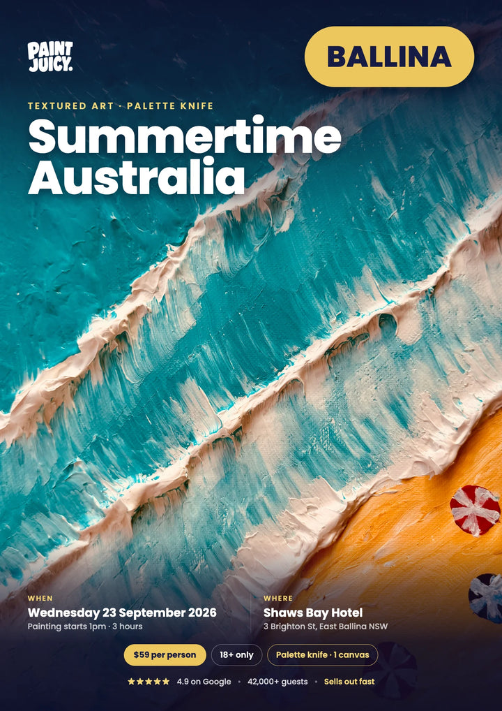 Summertime Australia Textured Art Paint and Sip 23rd September Ballina NSW 1pm