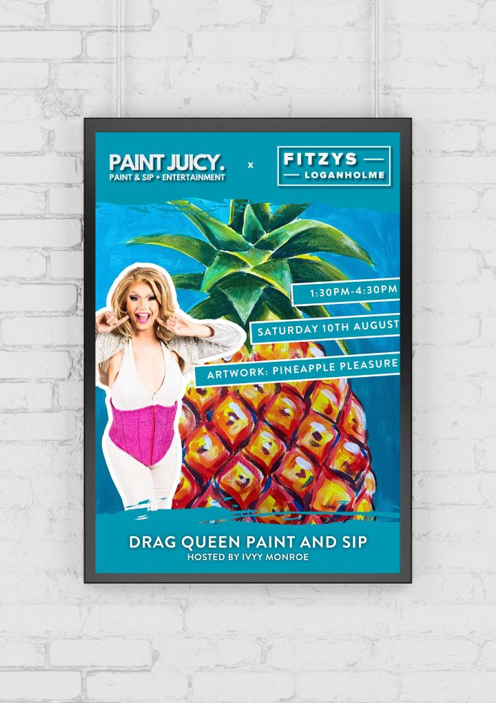 DRAG - PAINT AND SIP 10TH AUGUST - FITZYS LOGANHOLME BRISBANE 1.30PM-Paint Juicy - Paint and Sip-Paint Juicy - Paint and Sip