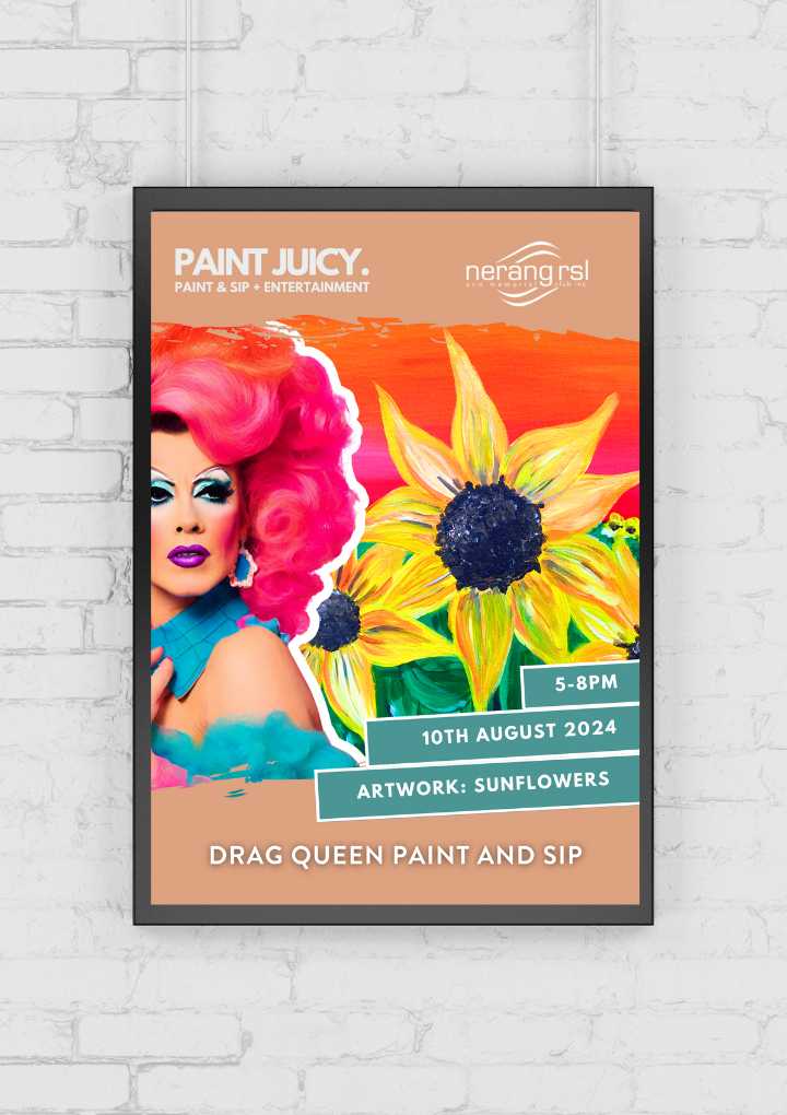 DRAG PAINT AND SIP 10TH AUGUST NERANG RSL 5PM-Ticket-Paint Juicy - Paint and Sip-Paint Juicy - Paint and Sip