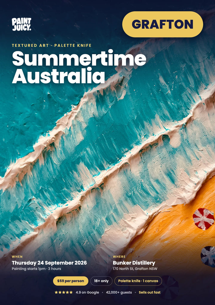 Summertime Australia Textured Art Paint and Sip 24th September Grafton NSW 1pm