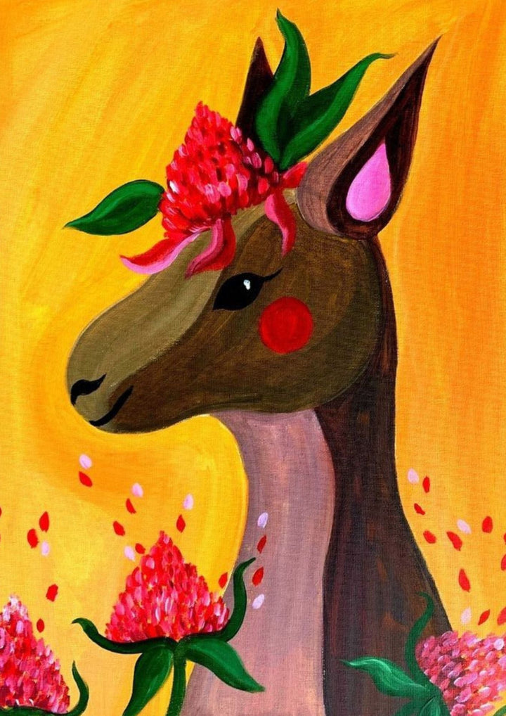 Kangaroo painting on canvas, Paint Juicy paint and sip