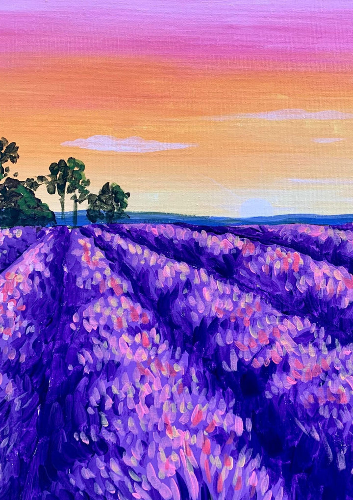 Lavender Fields painting, the artwork you paint at this Kallangur paint and sip