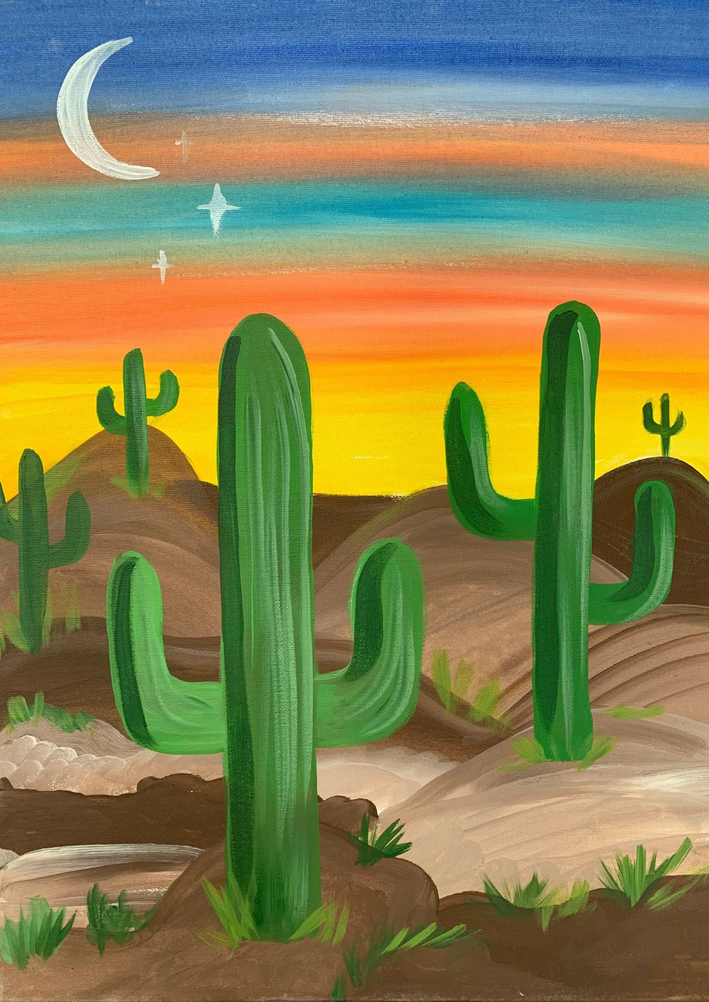 Prick My Interest cactus painting — the artwork you'll paint at this Brisbane paint and sip