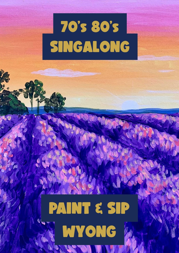 Lavender Sunset canvas painted at a Paint Juicy 70s and 80s paint and sip night in Wyong