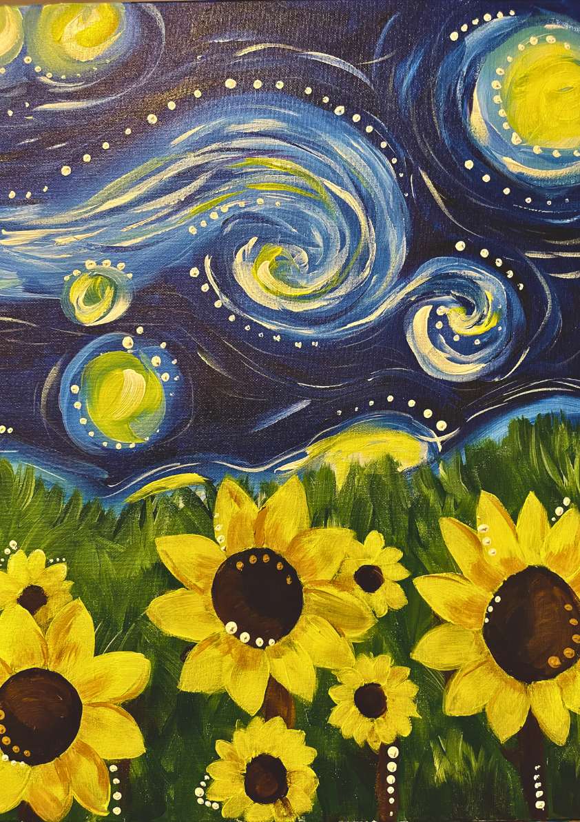 starry night sunflowers artwork