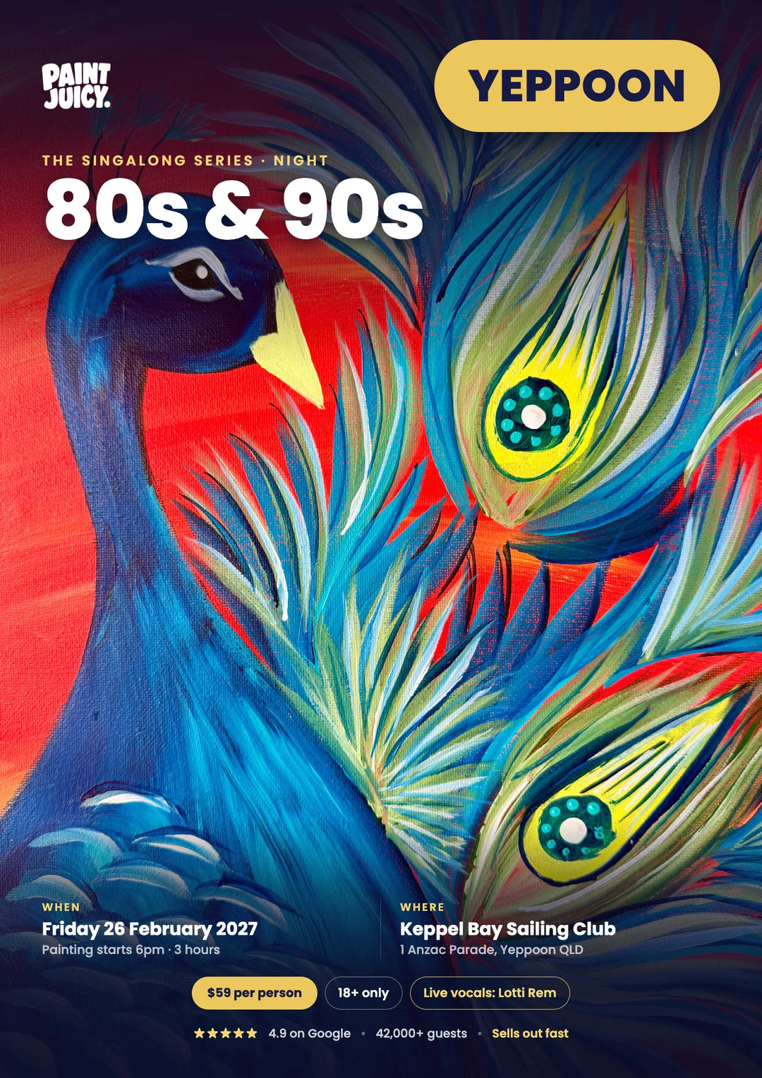 80s &amp; 90s Singalong Paint and Sip 26th February Yeppoon NQ 6pm