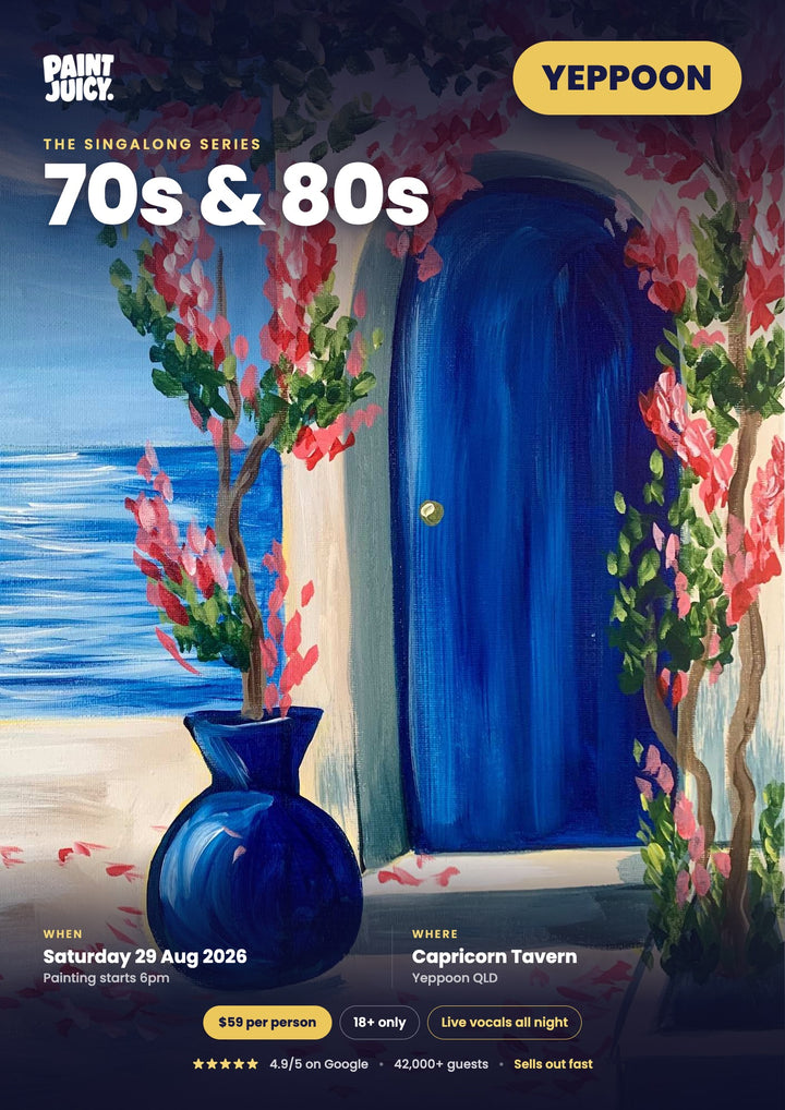 70s &amp; 80s Singalong Paint and Sip 29th August Yeppoon NQ 6pm