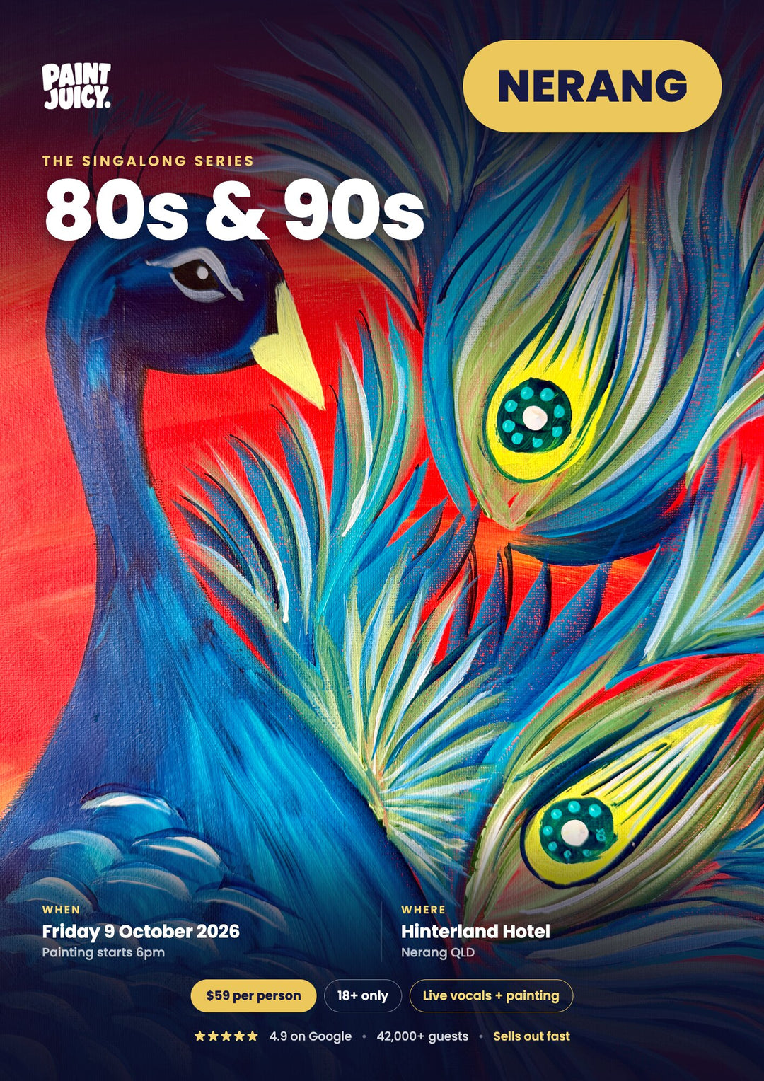 80s and 90s Singalong Paint and Sip at the Hinterland Hotel, Nerang, Friday 9 October, with live vocals from Lotti Rem