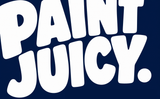 Paint Juicy white wordmark on navy