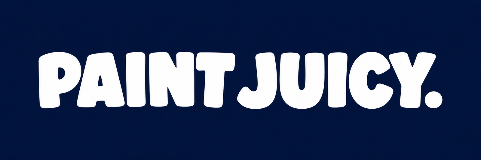 Paint Juicy wordmark, white on navy