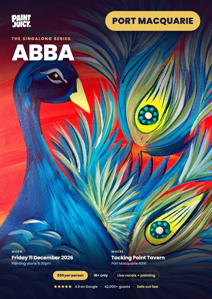 Dancing Queens and Disco Dreams, ABBA paint and sip at Tacking Point Tavern, Port Macquarie, Friday 11 December