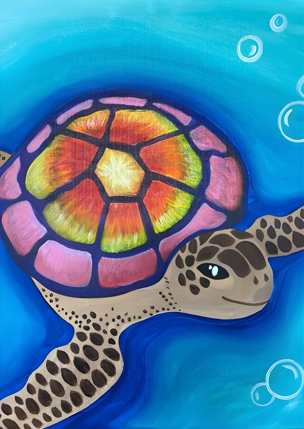Sea Turtle painting, the artwork you paint at this Burnett Heads paint and sip