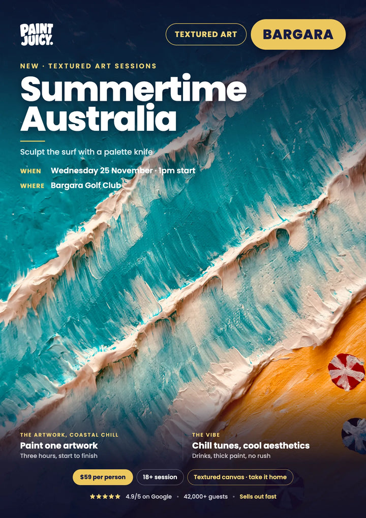 Summertime Australia Textured Art Paint and Sip 25th November Bargara NQ 1pm